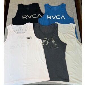 Lot of 5 RVCA Mens Tank Tops Size Small Graphic Pocket Logo Bundle Multi Color